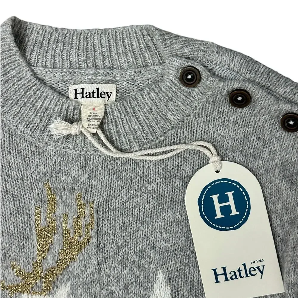 HATLEY Girls Reindeer Holiday Sweater Tunic 4y NWT